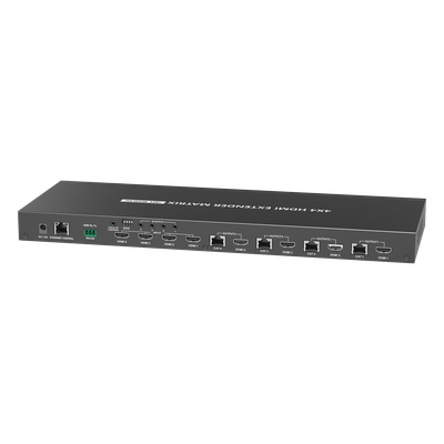 TT844 - MATRICIAL Y EXTENSOR DE VIDEO HDMI 4 x 4 / 4 Entradas HDMI / 4 Salidas HDMI Loop / 4 Salidas RJ45 para Extender la señal 70 metros por salida  /4K / Conmutación por RS232, Control Remoto o Ethernet.