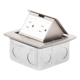 TH-MC-PC - Mini Caja de Piso Rectangular / Acero Inoxidable / 2 Contactos 127V / 15A / 12.4 x 12 x 7.2 cm / 4.88 x 4.72 x 2.83 pulg