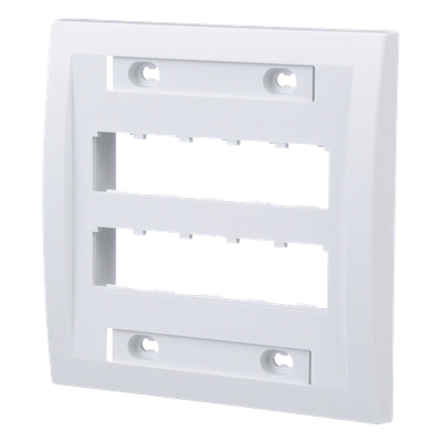 CFPE10WH-2GY - Placa de Pared Vertical / 10 Puertos Mini-Com / ABS / 4.5 x 4.5 pulg. / Blanco