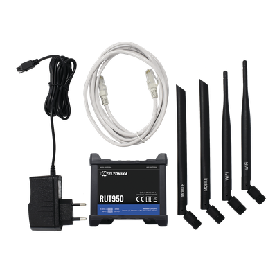 RUT950 - Teltonika Router LTE dual SIM, 4 puertos Ethernet, conectorizado, Bandas B1, B2, B3, B4, B5