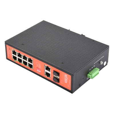 WI-PS310GF-I-V2 - Switch PoE Industrial / 8 Puertos Gigabit + 2 SFP Combo / Extensión 250 m (820 ft) / PoE 300W / Protección 6 kV / -40°C a 80°C / Alimentación Dual 12-57 VCC