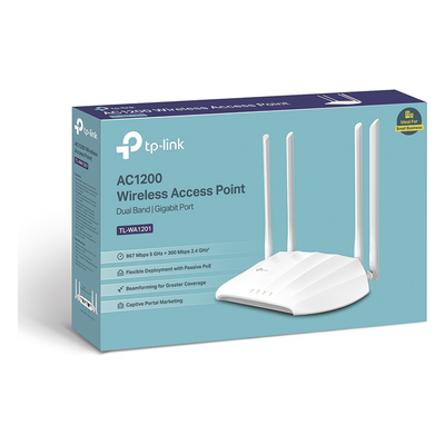TL-WA1201 - Router Inalámbrico WISP, 2.4 GHz, 300 Mbps, 3 antenas externas omnidireccional 5 dBi, 4 Puertos LAN 10/100 Mbps, 1 Puerto WAN 10/100 Mbps, IPTV, IPV6