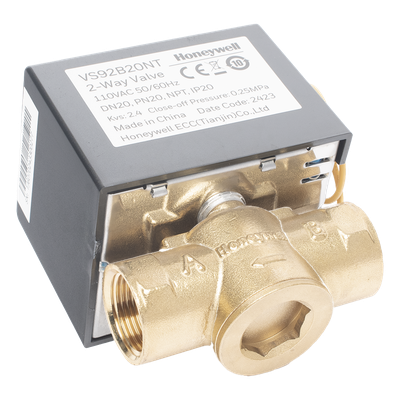 VS92B20NT - Válvula de Control Eléctrica 2 Vías / Retorno por Resorte NC / 110 V CA / DN20 3/4" NPT / PN20 / Agua 94 °C / Glicol 50%