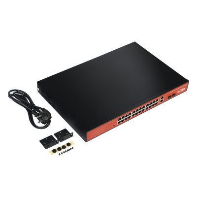 WI-PS526G - Switch PoE de largo alcance / 24 x 10/100Mbps + 2 x SFP Gigabit Combo / 250m / 250W / 802.3af/at/bt / 820 pies