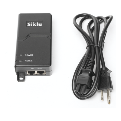 AX-IN-60W-AC-POE-US - Siklu Inyector PoE Pasivo, 1 Gbps, 60 W, 55 Vcc, 100-240 Vca, Cable CA AX-IN-60W-AC-POE-US