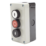 XBS-SW-02 - Botonera de control triple / IP40 / -20 a 50 °C / ≤24 VCC / 67 x 133 x 49 mm / 2.6 x 5.2 x 1.9 in