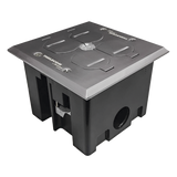 TH-CPA-CD - Caja de Piso Empotrable / Tapa Abatible Aluminio / Energía 127 V + Datos Voz/Datos / 2 Contactos 15A / 2 Módulos Keystone / Interior