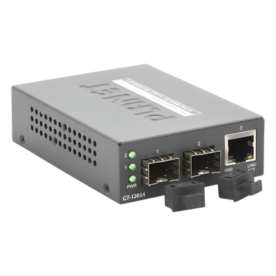 GT-1205A - PLANET GT-1205A convertidor de medio 1000 Mbit/s Negro