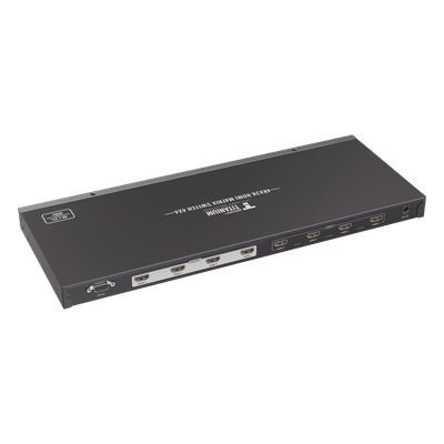 TT-414-V2.0 - MATRICIAL 4 x 4 / 4 Entradas y 4 Salidas en HDMI /  4K × 2K @ 60Hz / 18Gbps / HDMI 2.0 / HDCP 2.2 / 3D / Conmutación por Botón, RS232 o Control Remoto / IDEAL PARA CENTROS DE MONITOREO, COMPARACION Y ANALISIS.