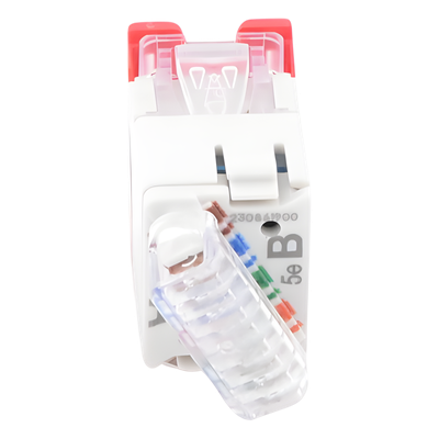 U5-H03NS - Jack / Cat5e UTP / Montaje Híbrido Plano o Angulado / Color Rojo / Punch Down 110 / -10 a 60°C