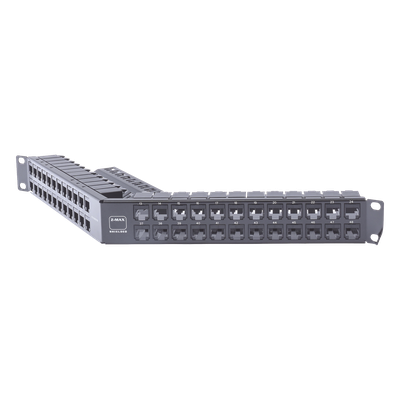 ZS-PNLA-U48E - Patch Panel / 48 Puertos / Blindado / Modular / Angulado / 1UR / Alta Densidad