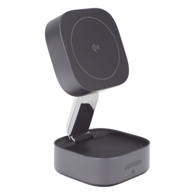 35316 - Ugreen 35316 cargador de dispositivo móvil Auriculares, Smartphone, Reloj inteligente Gris USB Cargador inalámbrico Carga rápida Interior