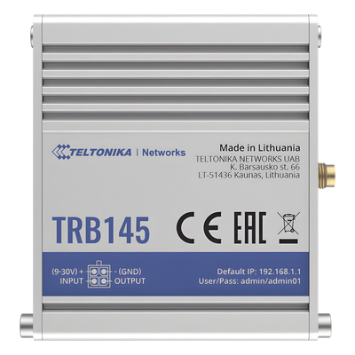 TRB145 - Gateway Industrial LTE Cat 1 / RS485 / 10 Mbps / Aluminio / DIN Rail / Ambientes Extremos