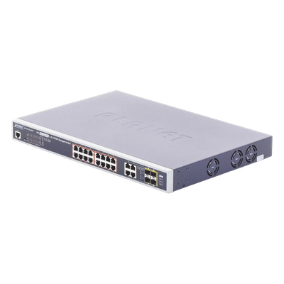 WGSW-20160HP - Switch Administrable 16 puertos 10/100/1000 802.3at PoE 230W y 4 puertos GigabitTP/SFP Combo