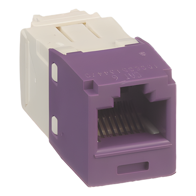 CJ688TGVL - Conector Jack RJ45 / Categoría 6 / 8P8C / Sin herramienta de impacto / Violeta / -10°C a 65°C