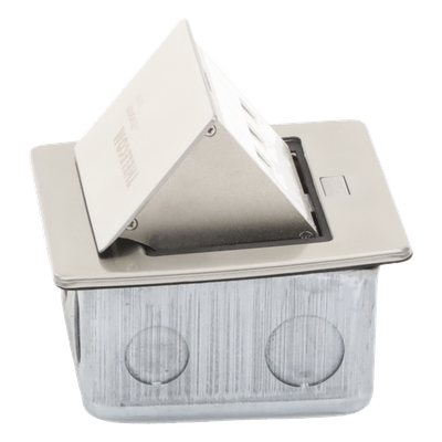 TH-MC-PD - Mini Caja de Piso Rectangular / 12.4 x 12 x 7.2 cm / Acero Inoxidable 304 / 3 Puertos Keystone / 0.828 kg