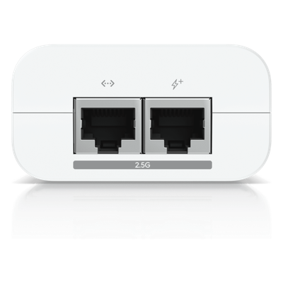 UACC-POE+-2.5G - Adaptador PoE+ / 30 W / 2.5 Gbps / 48V 0.65A / (2) Puertos RJ45 Blindados / LED Indicador / Protección contra Sobretensiones