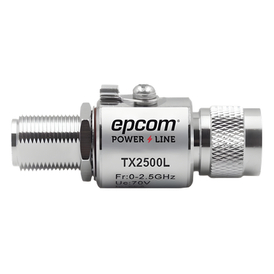 TX-2500-L - Protector de Línea Coaxial, tipo tubo de gas y paso de C.D., para 0-2.5 GHz, 750W y 0.2 dB de Perdida por Inserción