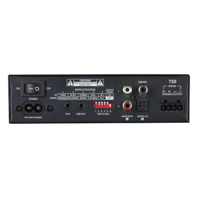 T50 - Truaudio Amplificador de Potencia Clase D / 2 Canales / 50W a 8Ω T50