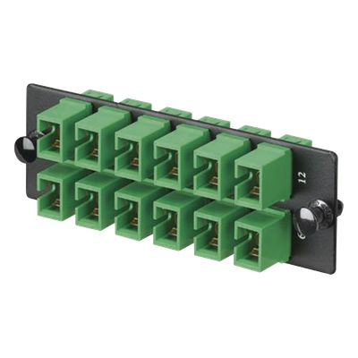 FAP12WAGSCZ - Placa Acopladora de Fibra Óptica / 12 Conectores SC/APC / Monomodo OS1/OS2 / Color Verde / Cerámica Zirconia