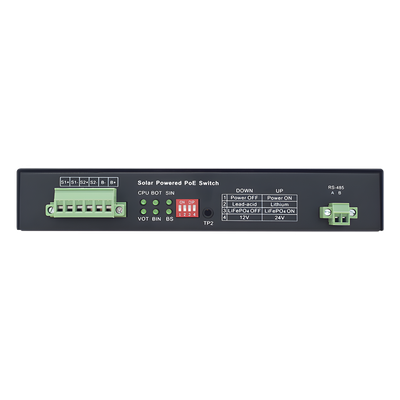 WI-PS306GF-UPS-15A-V2 - Controlador Solar con Switch PoE Industrial / 1 Puerto 802.3bt 90W / 2 Puertos 802.3af/at 30W / 2 Puertos PoE Pasivo 24/48 Vcc 24W / Puerto SFP / 15A / Entrada 45 Vcc