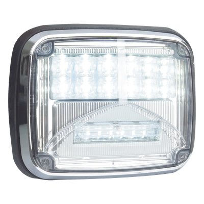 XLTE1755W - Luz de Advertencia LED / 6 LEDs Ultra Brillantes / 11 Patrones de Destello / IP67 / 12-30 VCC / 7.9" x 6.3" (20.1 x 16 cm) / Luz de Trabajo Blanca Integrada
