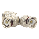 TT-RG-14 - Adaptador Coaxial Tipo T / Triple BNC Macho / 75 Ohm / RG-59 y RG-6 / Níquel y Oro / 39.9 mm de Longitud