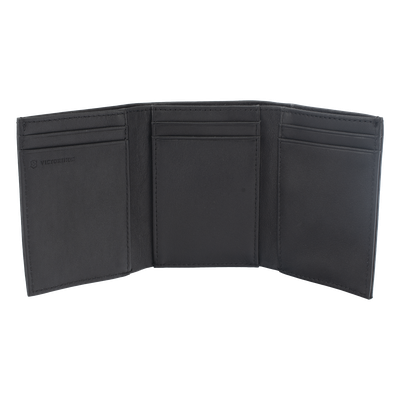 3016-3501 - Cartera Athens Negra de Piel con Compartimento de Micromalla para ID. Doblable en 3 Partes con Divisor de Billetes. Pocket Wallet