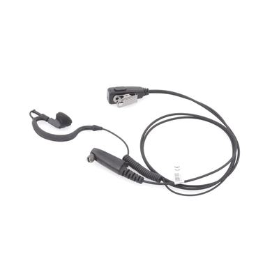 TX-110N-H02 - Micrófono-Audífono Profesional / Gancho Ajustable en Forma de G / Cable con Resorte / PTT de Solapa / Compatible con Radios Hytera y Telox