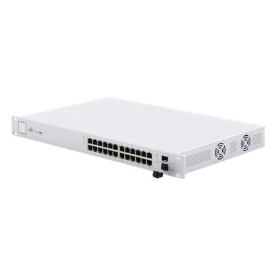 US-24-500W - Switch PoE UniFi capa 2 Administrable de 26 puertos Gigabit (24 eth PoE y 2 SFP) 802.3 af/at / Pasivo 24V, 500 Watts, throughput de 38.69 Mpps