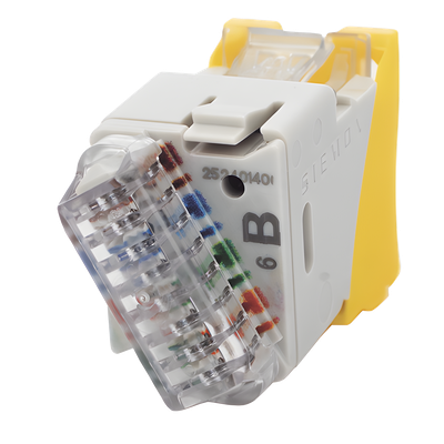 U6-H05NS - Jack de Cobre / Cat6 UTP / Montaje Híbrido Plano-Angulado / 1 Puerto RJ45 / Amarillo / -10 a 60°C