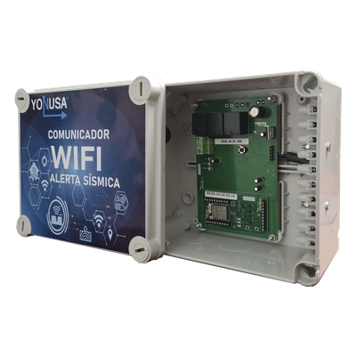YAS-WIFI - Comunicador WiFi para Alerta Sísmica / 2.4 GHz / 802.11 b/g/n / 2 Salidas de Contacto Seco / 12 VCD