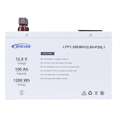 LFP100EP128 - Epever Batería de Litio LiFePO4 12.8Vcc, 100Ah, 1.28KwH, Pantalla LCD para Monitoreo Local