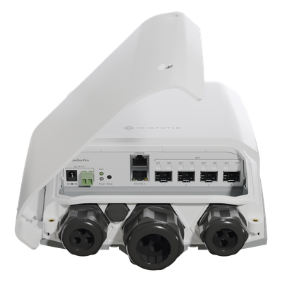 CRS305-1G-4S+OUT - CRS305-1G-4S+OUT, FiberBox Plus, Switch exteriores CPU 800MHz, 512MB RAM, 1 EthGb, 4 SFP+, RouterOS/SwitchOS