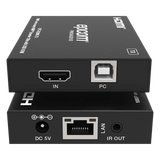 EPC-E5200K - Extensor HDMI con KVM | Sobre IP | Transmisión hasta 150m | Cat5e/6 | HDCP 1.4 | 1080p | Control IR | Compatible con Switch 1G