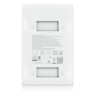 UACC-POE+-2.5G - Adaptador PoE+ / 30 W / 2.5 Gbps / 48V 0.65A / (2) Puertos RJ45 Blindados / LED Indicador / Protección contra Sobretensiones