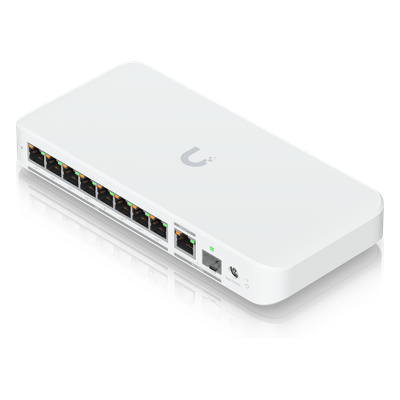 USW-FLEX-2.5G-8-POE - Switch PoE++ / 8 Puertos 2.5GbE / 1 Puerto 10GbE RJ45/SFP+ / 76W PoE / 30Gbps / 6.99 × 3.91 × 1.10 pulgadas