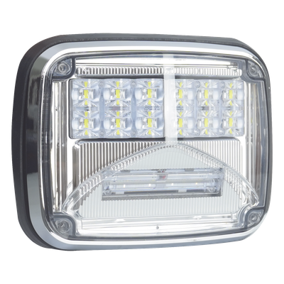 XLTE1755W - Luz de Advertencia LED / 6 LEDs Ultra Brillantes / 11 Patrones de Destello / IP67 / 12-30 VCC / 7.9" x 6.3" (20.1 x 16 cm) / Luz de Trabajo Blanca Integrada