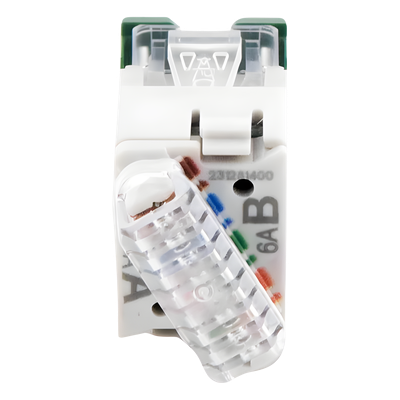 U6A-H07NS - Jack / Cat6A UTP / Montaje Híbrido Plano-Angulado / Verde / Punch-Down 110 / RJ45