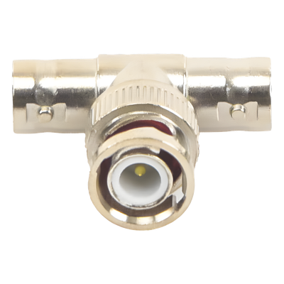 TT-RG-12 - Adaptador Coaxial T / BNC Macho a 2x BNC Hembra / 75 Ohm / Contactos Oro / Aislante Teflón / CCTV Profesional