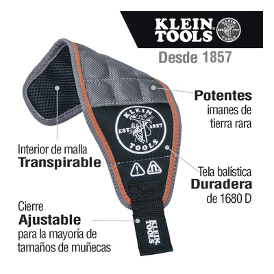 55895 - Klein Tools Muñequera Magnética / Imanes de Tierra Rara / Tela Balística 1680D 55895