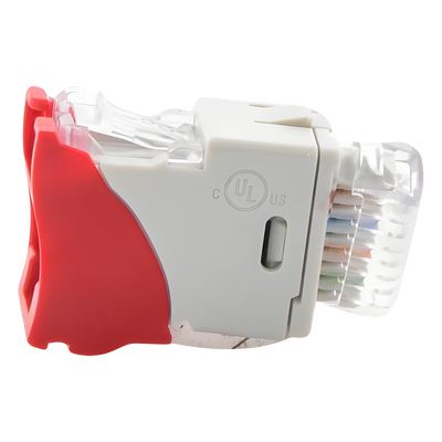 U6A-H03NS - Jack RJ45 Cat6a / UTP / Montaje Híbrido Plano-Angulado / Terminación 110 / Color Rojo