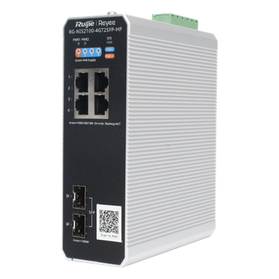 RG-NIS2100-4GT2SFP-HP - Ruijie Switch Industrial PoE+ / 4 Puertos Gigabit / 1 PoE++ 60W + 3 PoE+ 30W
