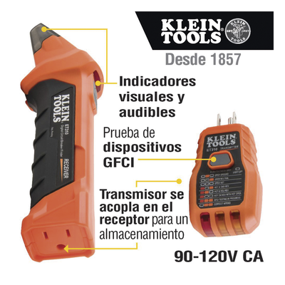 ET-310 - Klein Tools Detector Digital de Cortacircuitos / 90-120 Vca / Probador GFCI Integrado ET-310