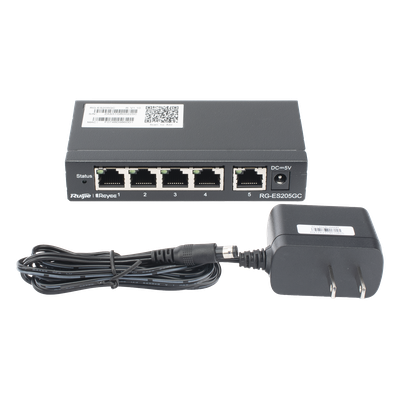 RG-ES205GC - Ruijie Switch Administrable / 5 Puertos Gigabit / Capacidad 10 Gbps RG-ES205GC