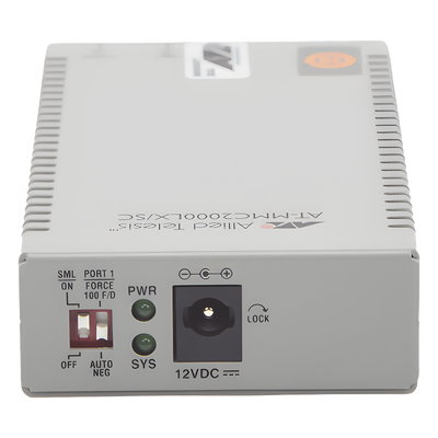 AT-MMC2000LX/SC-TAA-60 - Allied Telesis Convertidor de medios Gigabit Ethernet a fibra óptica, conector SC, monomodo