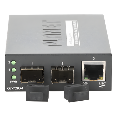 GT-1205A - PLANET GT-1205A convertidor de medio 1000 Mbit/s Negro