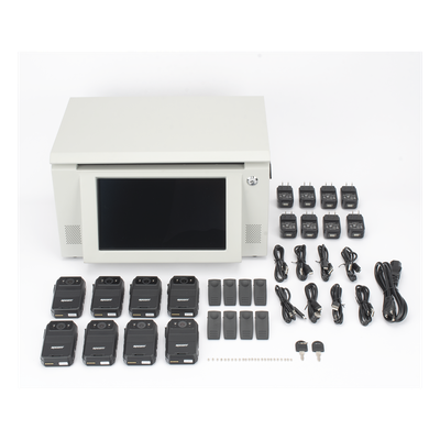 XMRA8R3KIT - Kit Estación de Descarga para Bodycam / 8 Unidades / Pantalla Táctil 12 Pulgadas / Almacenamiento 36 TB / Ethernet FTP / 4G / 4K UHD
