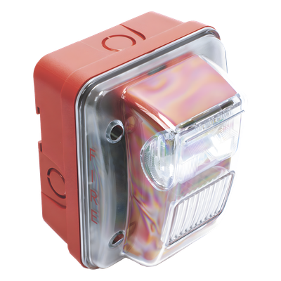 WHEC24-75WR - Sirena Estrobo / Intemperie / Montaje Muro / 75 cd / 70-100 dBA / 16-33 VCC / 4.72 x 5.75 x 4.17 in