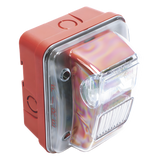 WHEC24-75WR - Sirena Estrobo / Intemperie / Montaje Muro / 75 cd / 70-100 dBA / 16-33 VCC / 4.72 x 5.75 x 4.17 in